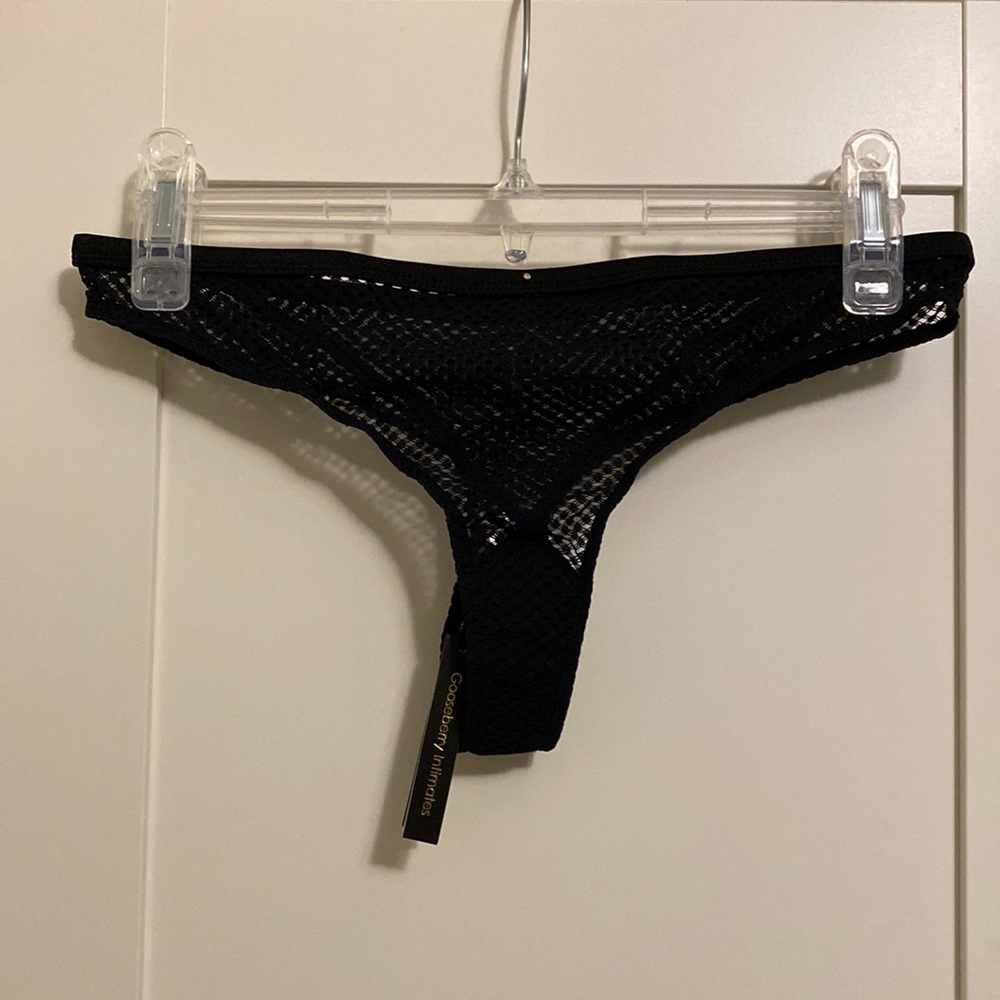 Black Mesh Thong Gooseberry Intimates Luxury Lingerie from Bali NWT